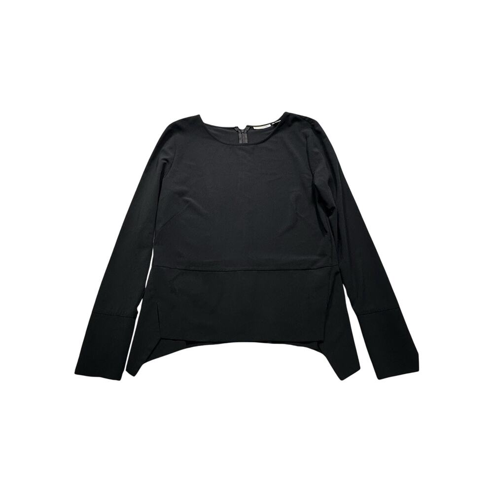 Halogen Black Zipper Flowy Oversized Career Blouse Long Sleeve Polyester‎ XS